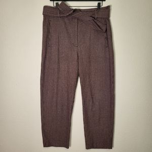 Aritzia Wilfred Tie-Front Wool/Cashmere Blend Pant size 14 in Eliot Plaid